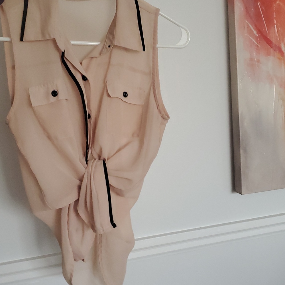Edge Sleeveless Sheer Blouse Top S - Picture 8 of 9